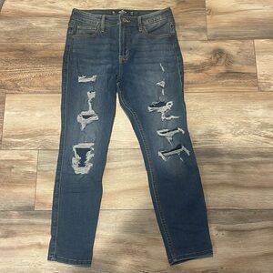 Hollister Size 5 Short High Rise Crop Super Skinny Jeans Holes Distressed EUC